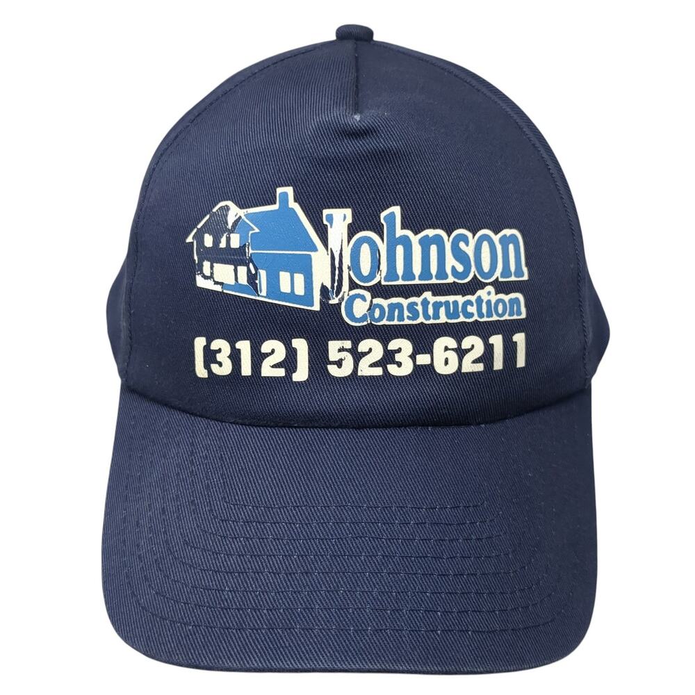 Johnson Construction Snapback 5 Panel Cap Blue One Size Adjustable Toppers